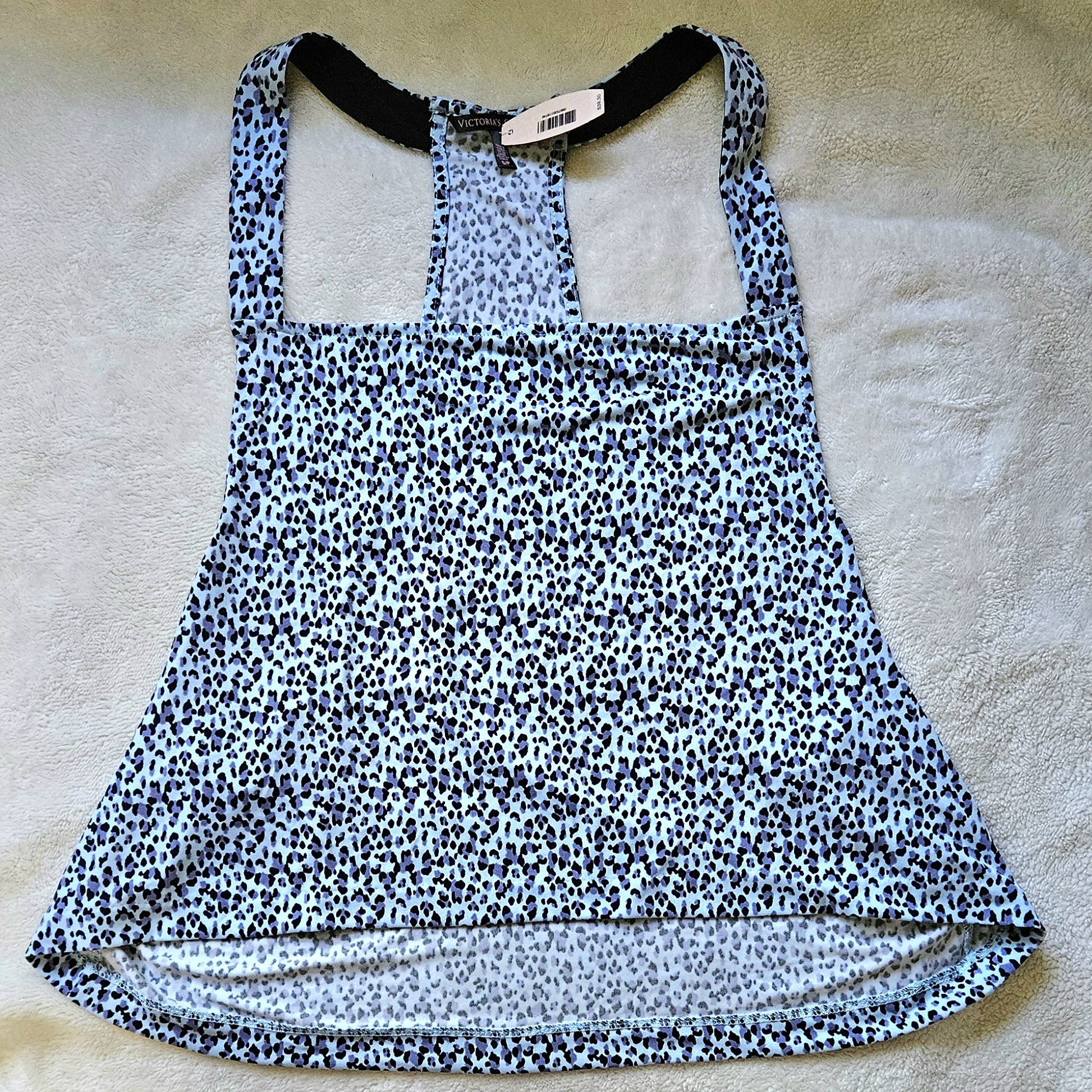 Victoria's Secret Moda Blue Black Leopard Print Racerback Tank Top Yoga S